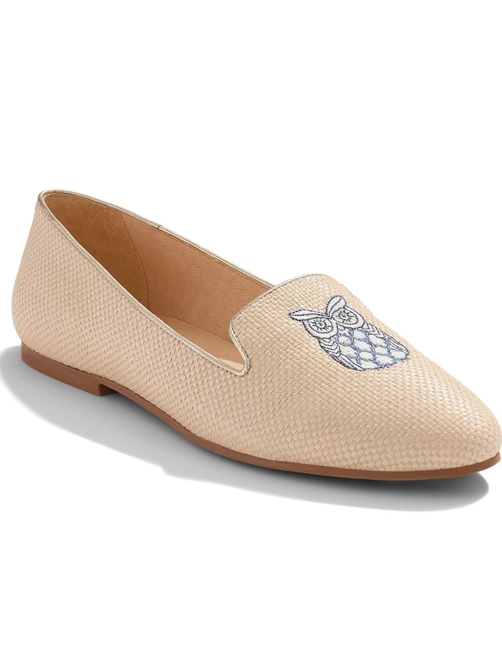 Jack Rogers Ginny 2 Flats Womens Size 9.5 Beige Embroidered Owl Slip On Loafer